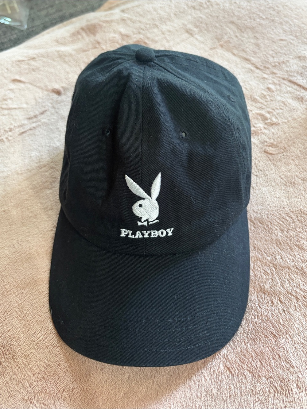 PLAYBOY Black Cap with White Bunny Logo Adjustable Sizing